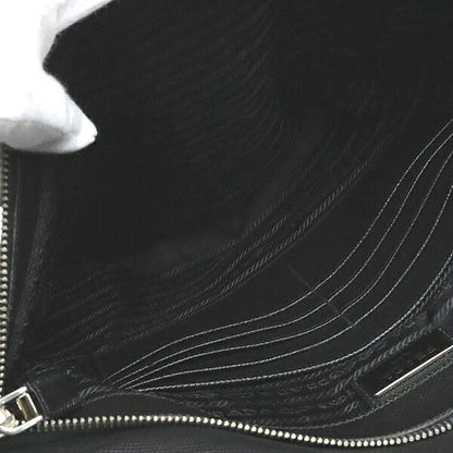 PRADA Black Nylon Saffiano Leather Clutch Bag Size ONE SIZE