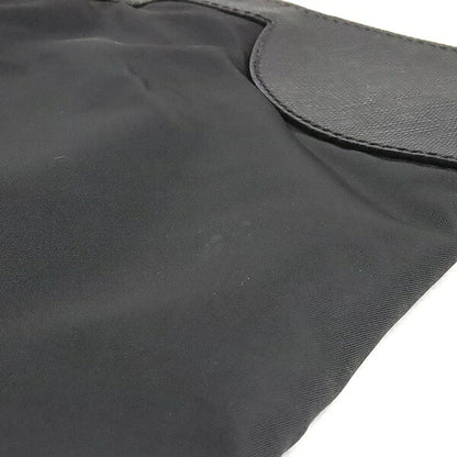 PRADA Black Nylon Saffiano Leather Clutch Bag Size ONE SIZE
