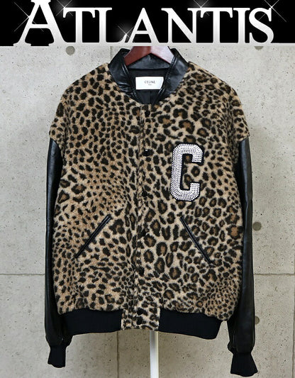 CELINE 22AW Hedi Rhinestone Leopard Jacket Brown Size 54