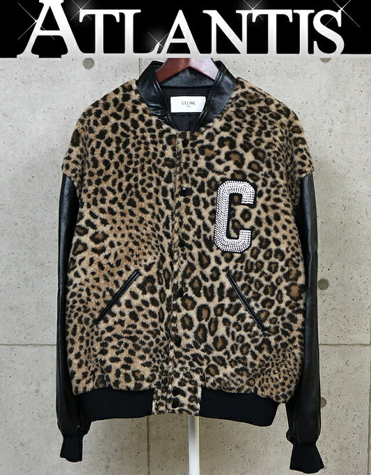 CELINE 22AW Hedi Rhinestone Leopard Jacket Brown Size 54