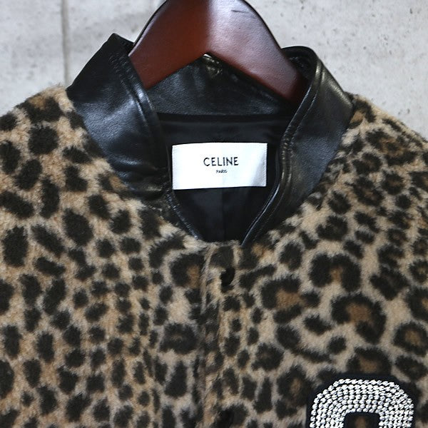 CELINE 22AW Hedi Rhinestone Leopard Jacket Brown Size 54
