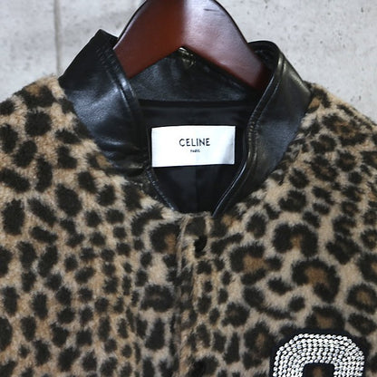 CELINE 22AW Hedi Rhinestone Leopard Jacket Brown Size 54
