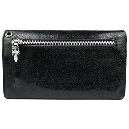 CHROME HEARTS Wave Cross Leather Wallet Black Size ONE SIZE
