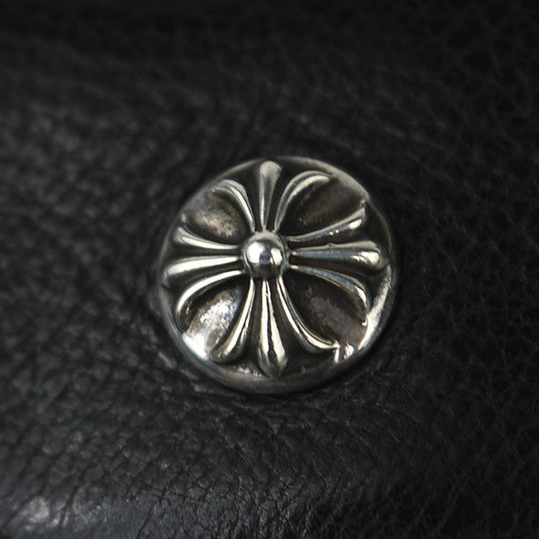 CHROME HEARTS Wave Cross Leather Wallet Black Size ONE SIZE