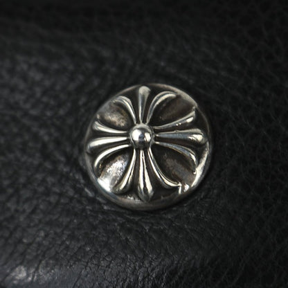 CHROME HEARTS Wave Cross Leather Wallet Black Size ONE SIZE