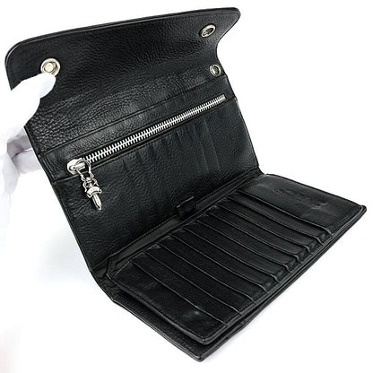 CHROME HEARTS Wave Cross Leather Wallet Black Size ONE SIZE
