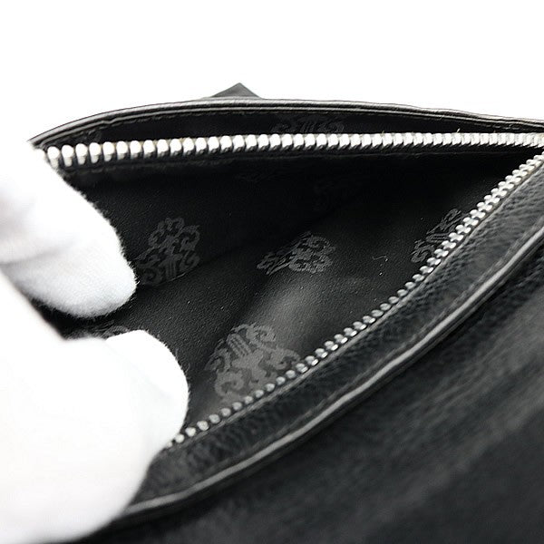 CHROME HEARTS Wave Cross Leather Wallet Black Size ONE SIZE