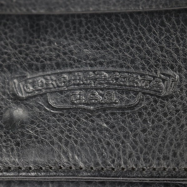 CHROME HEARTS Wave Cross Leather Wallet Black Size ONE SIZE