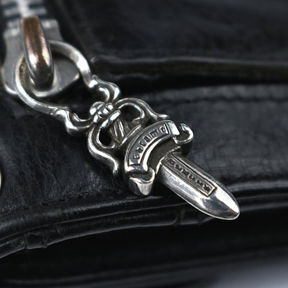 CHROME HEARTS Wave Cross Leather Wallet Black Size ONE SIZE