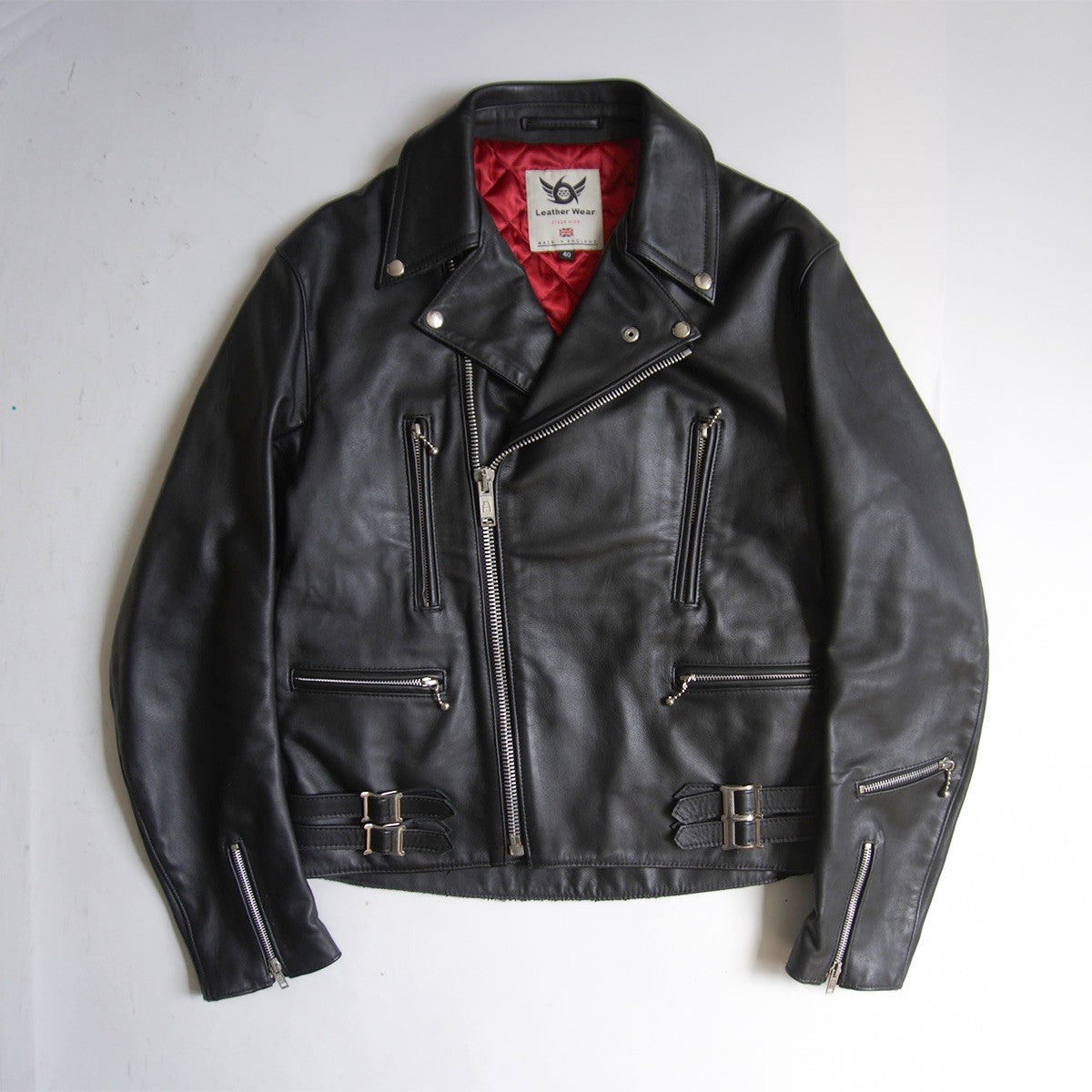 666 triple six Steerhide UK Side Belt Double Rider Riders Jacket Size 40