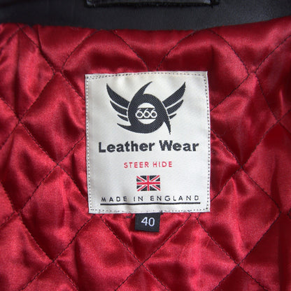 666 triple six Steerhide UK Side Belt Double Rider Riders Jacket Size 40