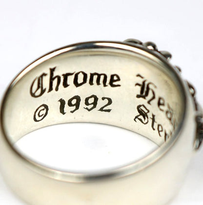 CHROME HEARTS Floral Cross 1P Silver Ring Size ONE SIZE