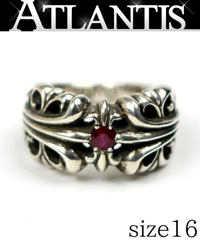 CHROME HEARTS K&T Ruby Silver SV925 Ring Size ONE SIZE