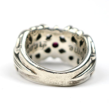 CHROME HEARTS K&T Ruby Silver SV925 Ring Size ONE SIZE