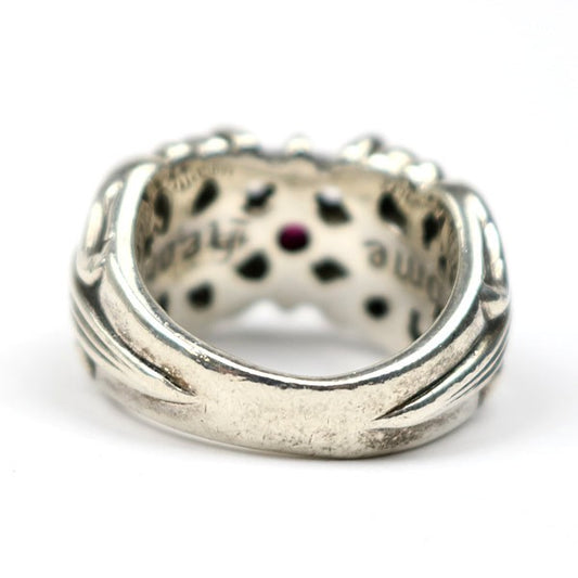 CHROME HEARTS K&T Ruby Silver SV925 Ring Size ONE SIZE