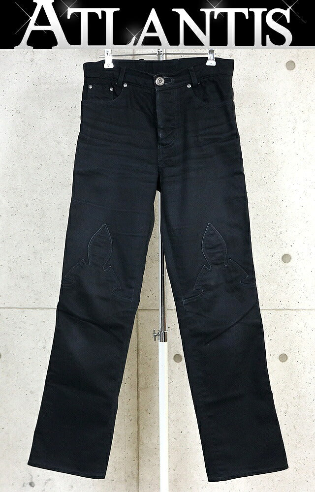 CHROME HEARTS Old Horseshoe Flare Knee Black Jeans Size 29R