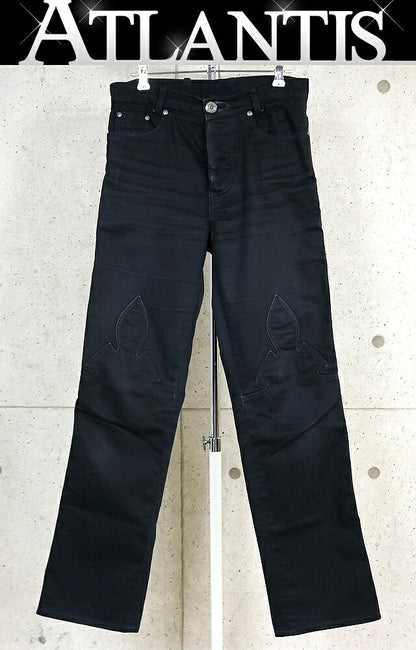 CHROME HEARTS Old Horseshoe Flare Knee Black Jeans Size 29R