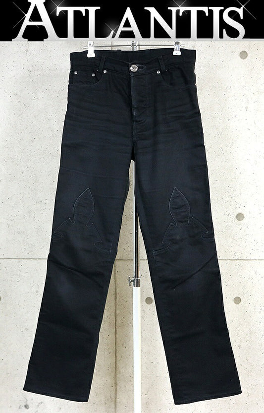 CHROME HEARTS Old Horseshoe Flare Knee Black Jeans Size 29R