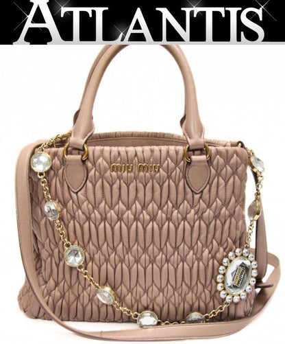 miumiu Matelasse Nappa Crystal Bag Beige Size ONE SIZE