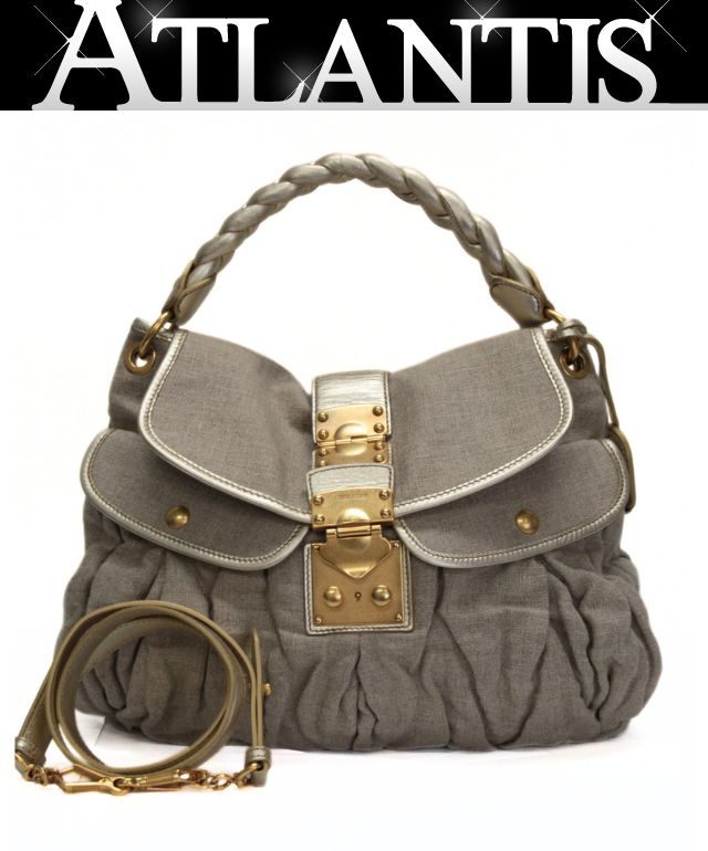 miumiu Matelasse 2WAY Cotton Leather Bag Gold Size ONE SIZE