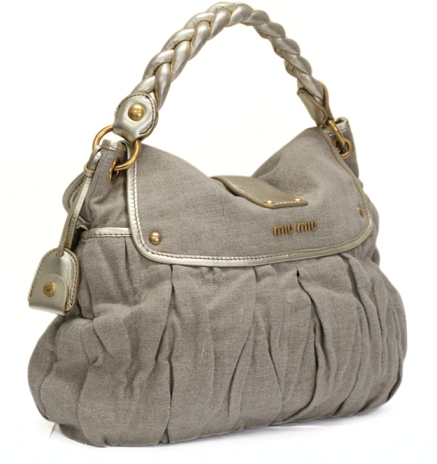 miumiu Matelasse 2WAY Cotton Leather Bag Gold Size ONE SIZE