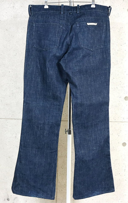 CHROME HEARTS Horseshoe Button Flare Knee Blue Jeans Size 34