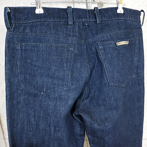 CHROME HEARTS Horseshoe Button Flare Knee Blue Jeans Size 34