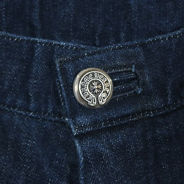 CHROME HEARTS Horseshoe Button Flare Knee Blue Jeans Size 34