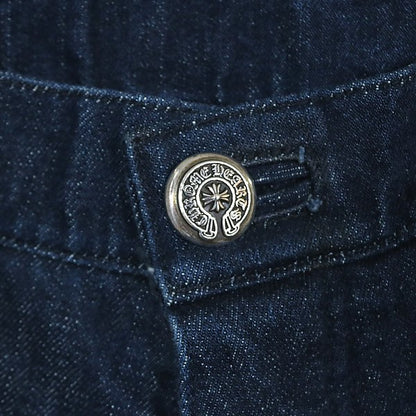 CHROME HEARTS Horseshoe Button Flare Knee Blue Jeans Size 34