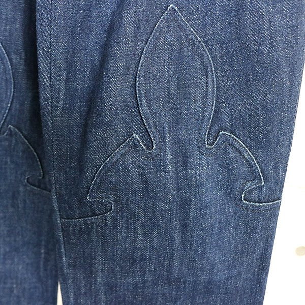 CHROME HEARTS Horseshoe Button Flare Knee Blue Jeans Size 34