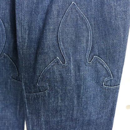 CHROME HEARTS Horseshoe Button Flare Knee Blue Jeans Size 34