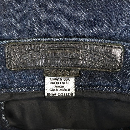 CHROME HEARTS Horseshoe Button Flare Knee Blue Jeans Size 34