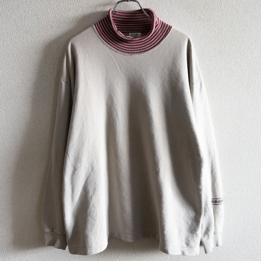 C.P. Company 80s-90s turtle neck sweatshirt with striped collar Beige Size L