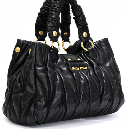miu miu Matelasse Gathered 2-Way Bag Black Size ONE SIZE