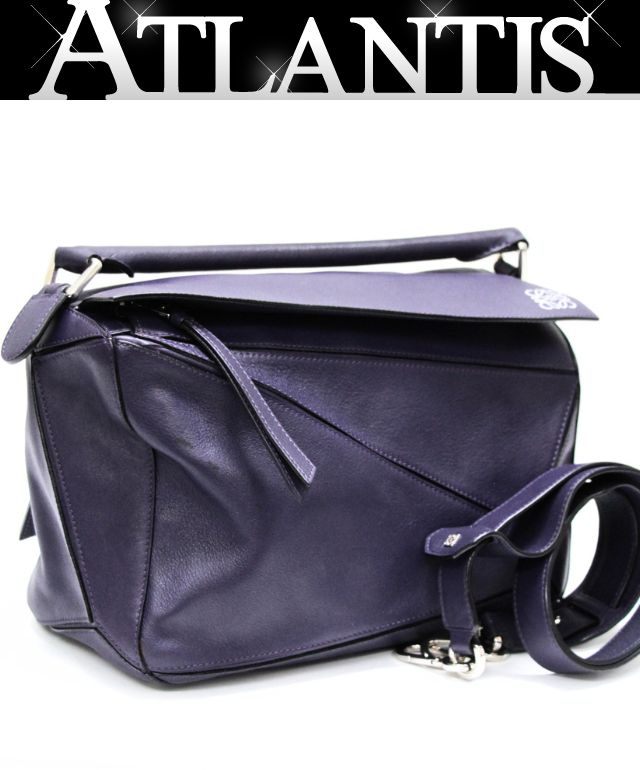 LOEWE Medium Puzzle Leather Bag Purple Size ONE SIZE