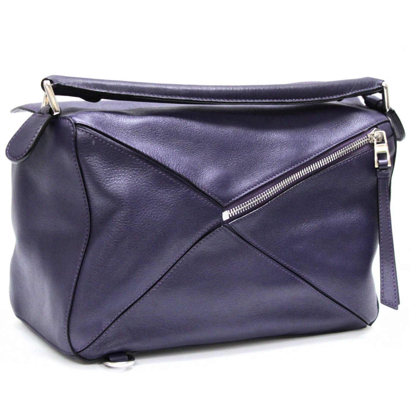 LOEWE Medium Puzzle Leather Bag Purple Size ONE SIZE