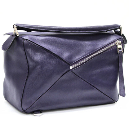LOEWE Medium Puzzle Leather Bag Purple Size ONE SIZE