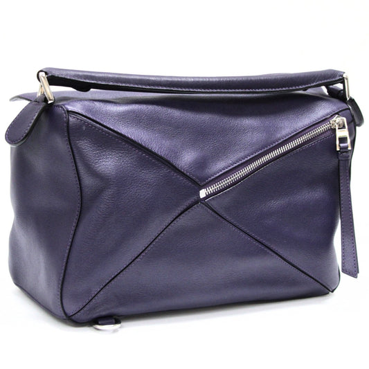 LOEWE Medium Puzzle Leather Bag Purple Size ONE SIZE