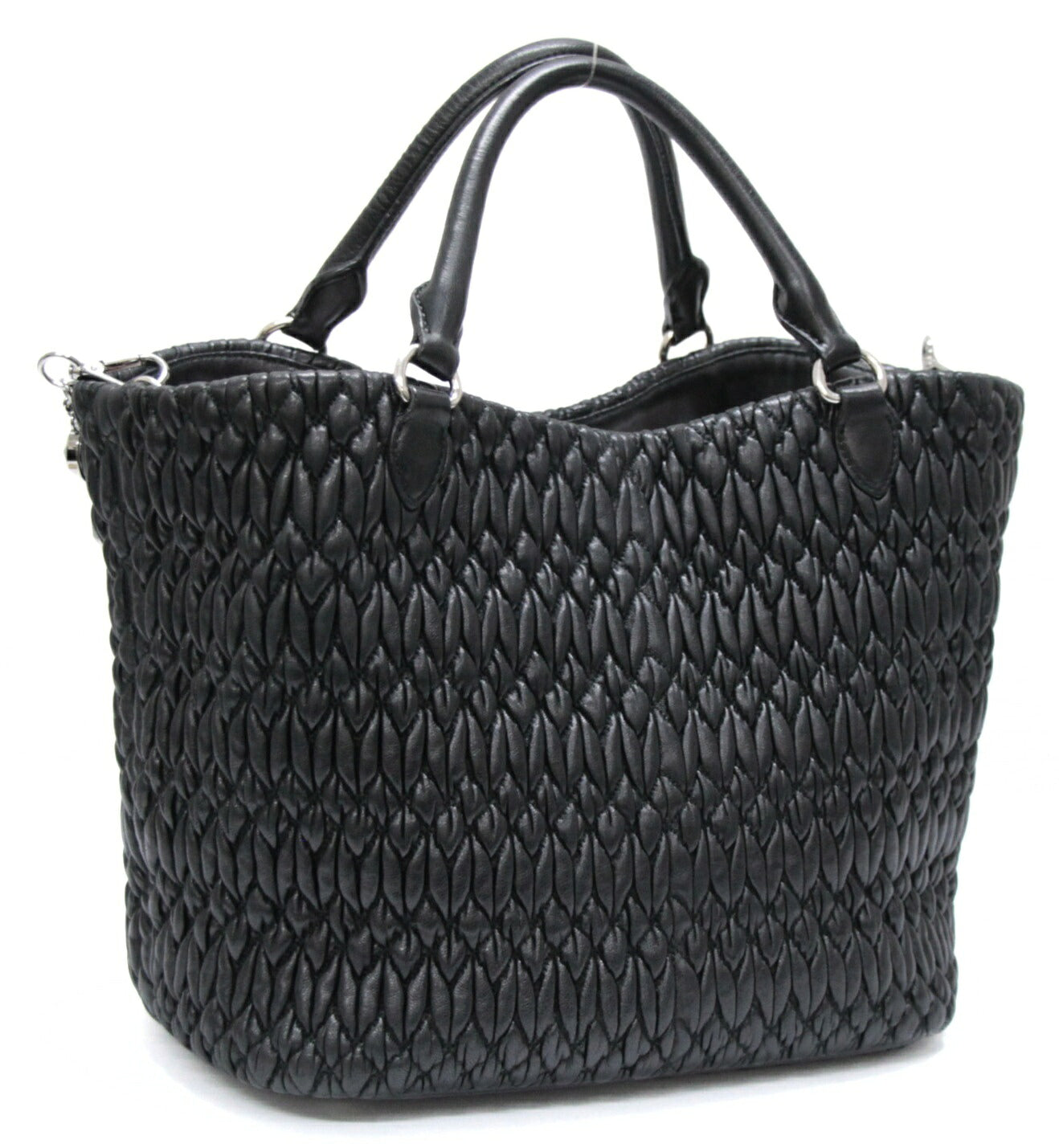miumiu Matelasse Bijou Leather Tote Bag Black Size ONE SIZE