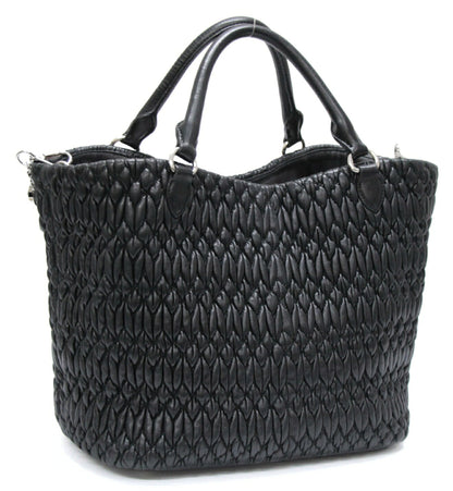 miumiu Matelasse Bijou Leather Tote Bag Black Size ONE SIZE