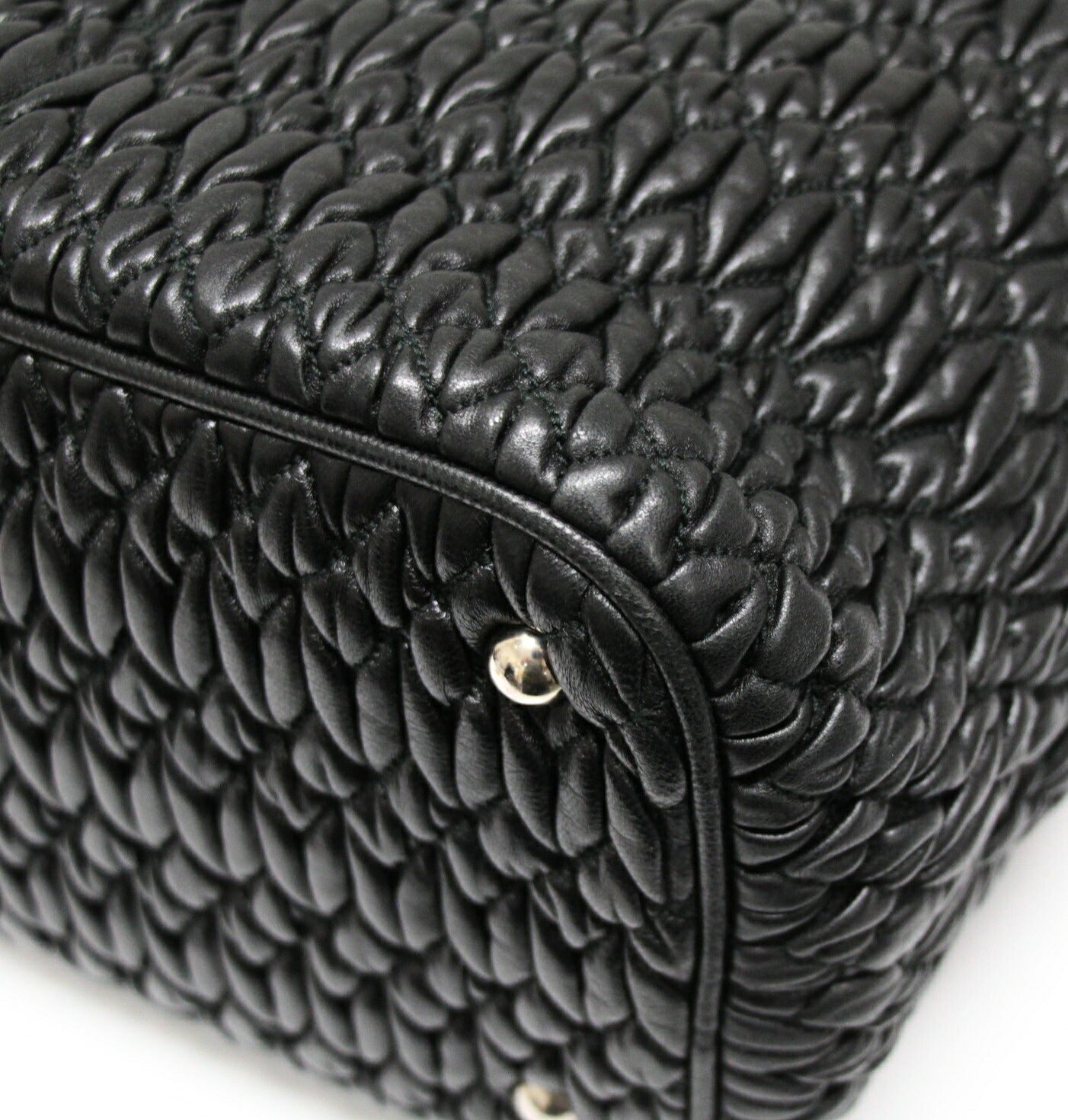 miumiu Matelasse Bijou Leather Tote Bag Black Size ONE SIZE