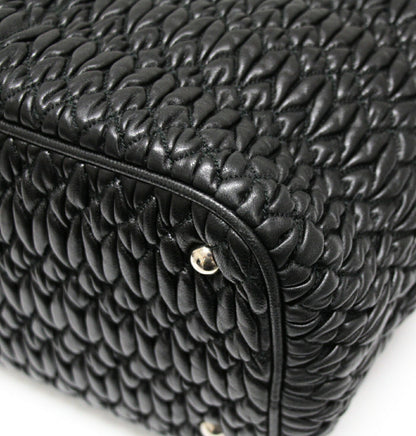 miumiu Matelasse Bijou Leather Tote Bag Black Size ONE SIZE