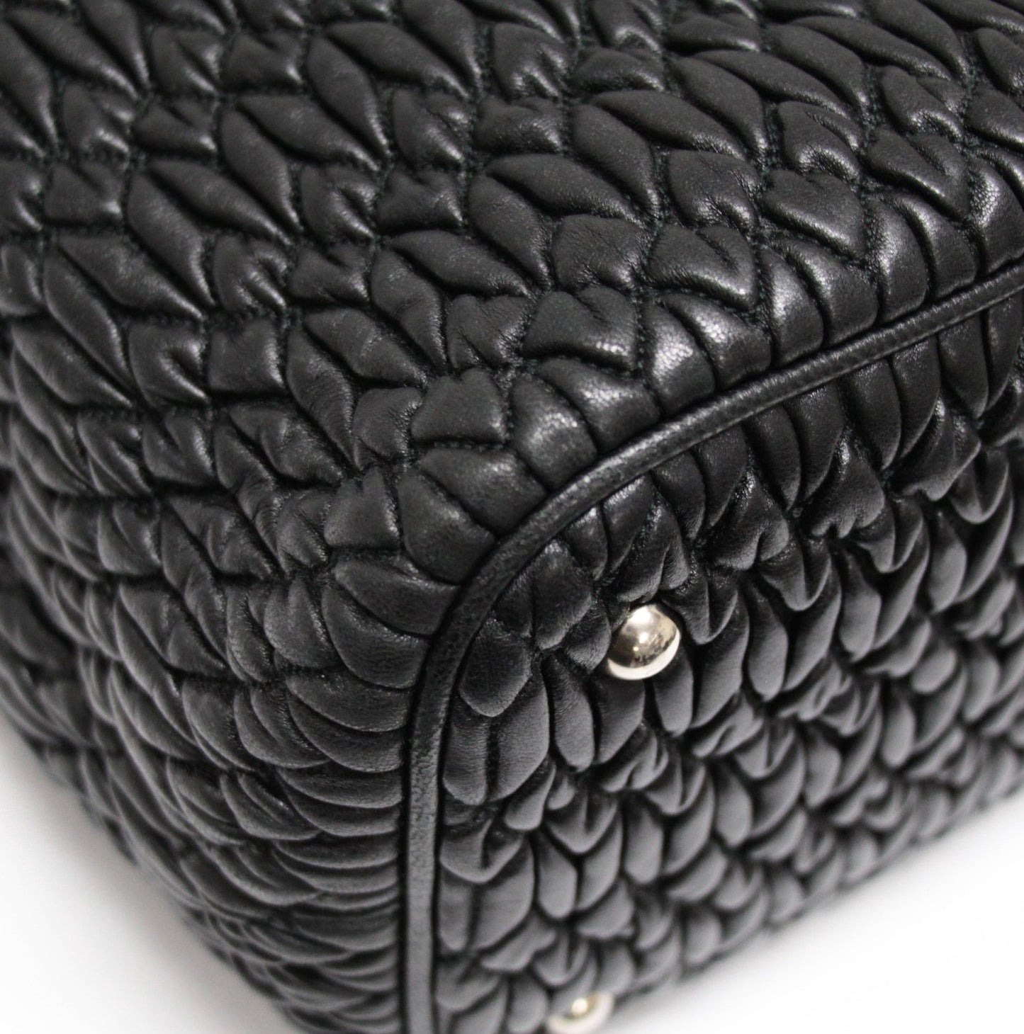 miumiu Matelasse Bijou Leather Tote Bag Black Size ONE SIZE