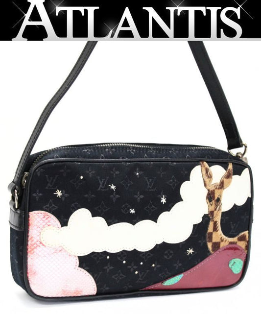 Louis Vitton Monogram Satin Pochette Bag Black Size ONE SIZE
