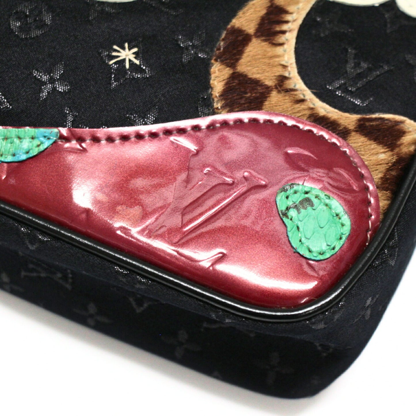 Louis Vitton Monogram Satin Pochette Bag Black Size ONE SIZE