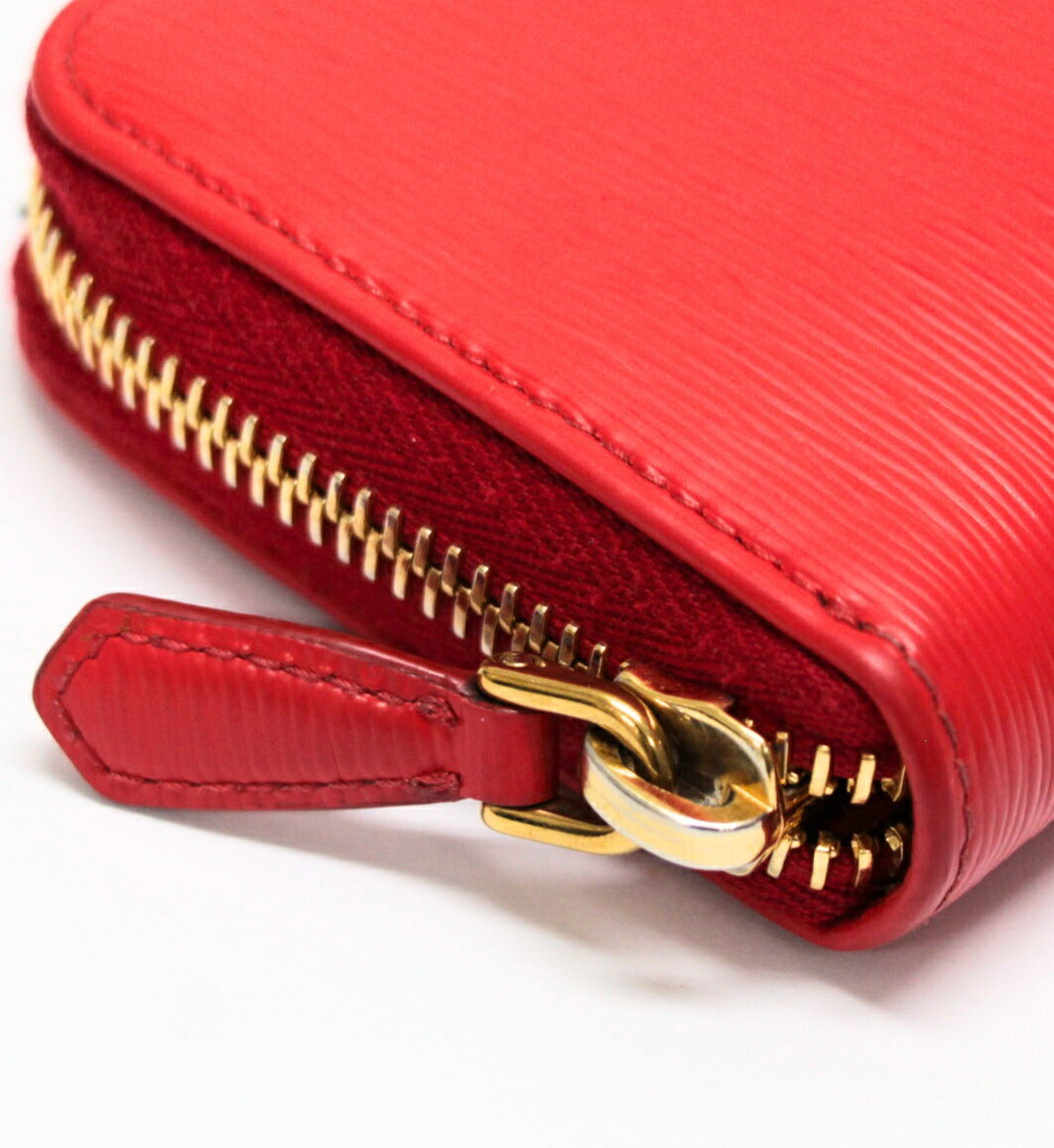 PRADA Triangle Logo Leather Coin Card Case Red Size ONE SIZE