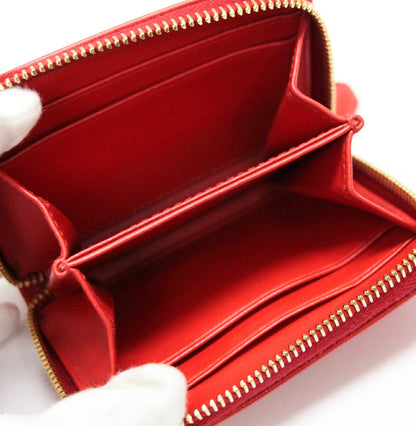 PRADA Triangle Logo Leather Coin Card Case Red Size ONE SIZE