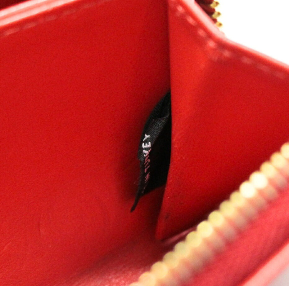 PRADA Triangle Logo Leather Coin Card Case Red Size ONE SIZE