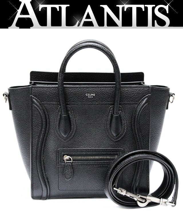 CELINE Luggage Nano Shopper 2-Way Bag Black Size ONE SIZE
