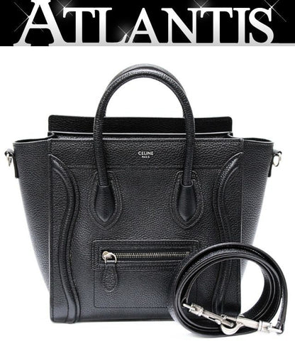 CELINE Luggage Nano Shopper 2-Way Bag Black Size ONE SIZE